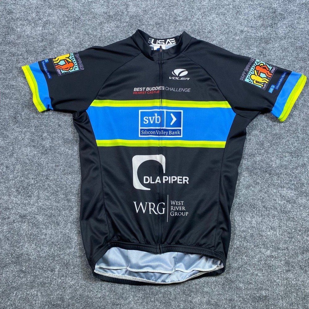 Voler Best Buddies Challenge Cycling Jersey Men Large Black Blue Yellow Piper